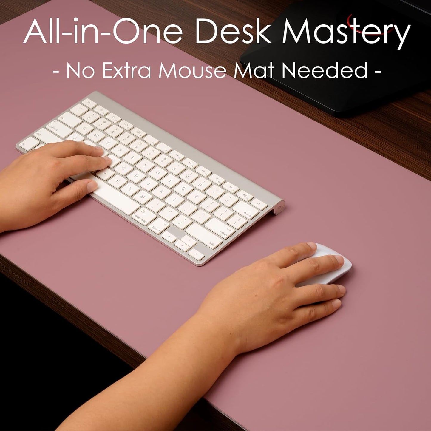 Leather Desk Pad Protector, Waterproof Mouse Pad, PU Desk Mat, Office Desk Cover, Desk Writing Mat for Office/Home/Work/Cubicle (Purple/Pink) 35.4X17In