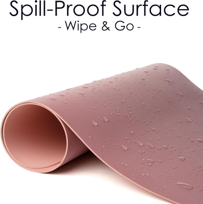 Leather Desk Pad Protector, Waterproof Mouse Pad, PU Desk Mat, Office Desk Cover, Desk Writing Mat for Office/Home/Work/Cubicle (Purple/Pink) 35.4X17In