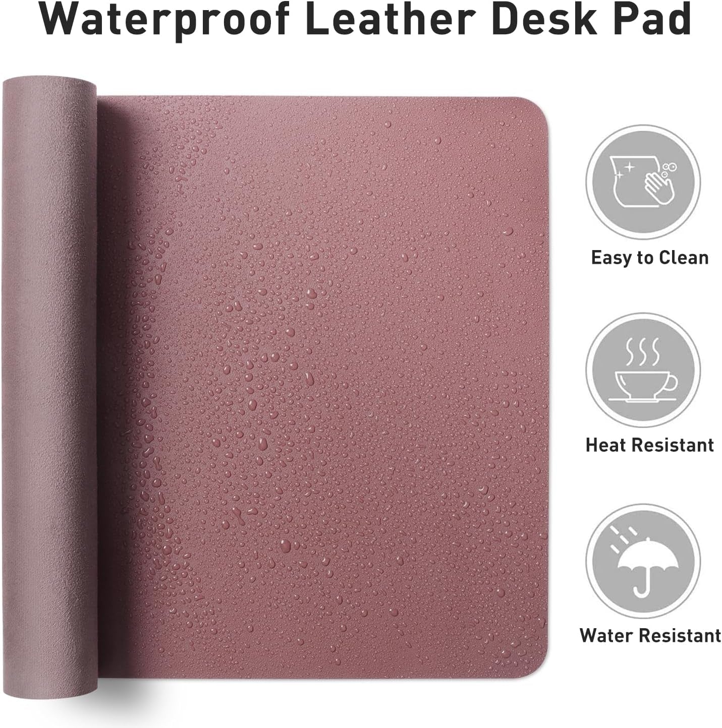 Leather Desk Pad Protector, Mouse Pad, Office Desk Mat,Non-Slip PU Leather Desk Blotter, Laptop Desk Pad, Waterproof Desk Writing Pad for Office and Home (Dark Pink, 23.6" X 13.7")